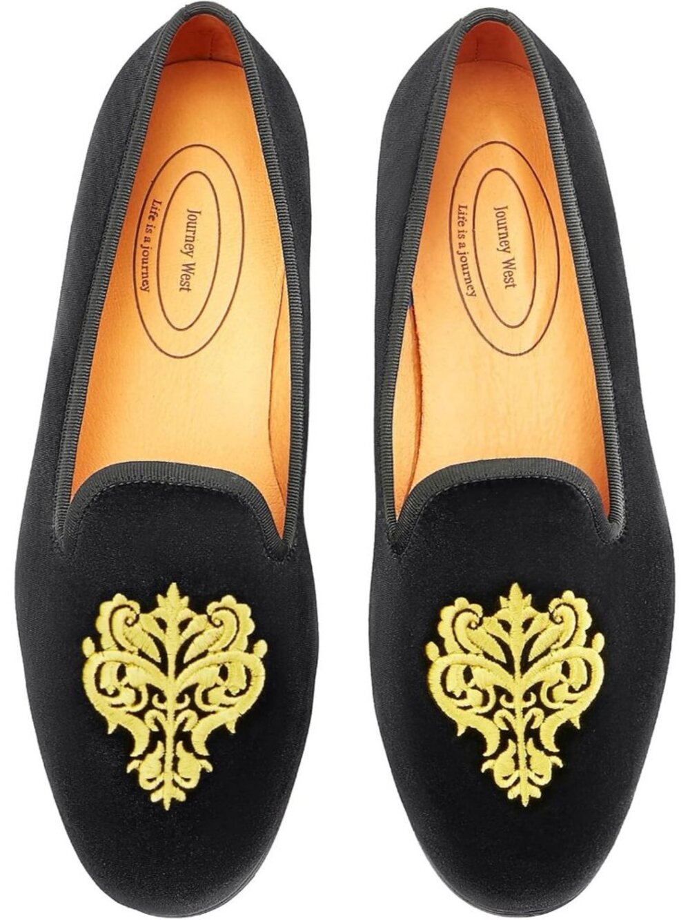 Men's Vine Black Rubber Velvet Loafers Embroidery Slip-On Tuxedo Slippers Shoes